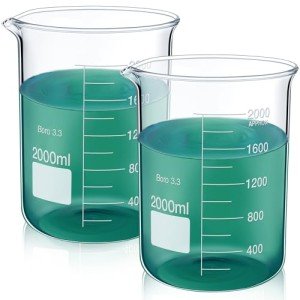 2 Pcs 2000ml Borosilicate Glass Lab Beakers
