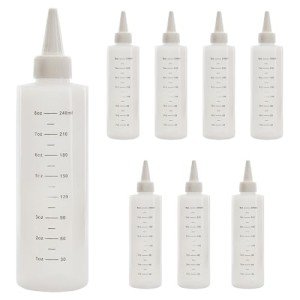 8-Pack 8-Ounce Plastic Squeeze Bottles with Measurements