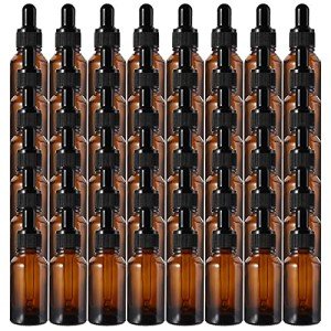 48 Pack Amber Glass Dropper Bottles - 1 oz