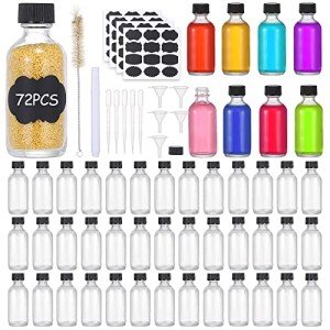 72 Pack of 2oz Clear Glass Bottles with Lids