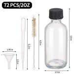 72 Pack of 2oz Clear Glass Bottles with Lids