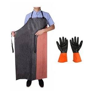 Waterproof Rubber Apron with Thick Gloves for Labs