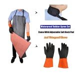 Waterproof Rubber Apron with Thick Gloves for Labs