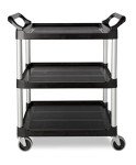 Heavy Duty 3-Shelf Rolling Utility Cart, Black