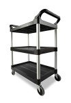 Heavy Duty 3-Shelf Rolling Utility Cart, Black