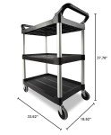 Heavy Duty 3-Shelf Rolling Utility Cart, Black