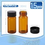 15 PCS Amber 30ML Glass Vials with Caps