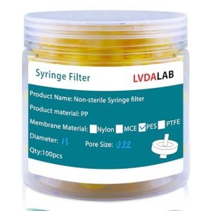 100 PCS 13mm Syringe Filters, 0.22µm Pore Size