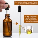4 Pack Amber Glass Dropper Bottles with Pipettes