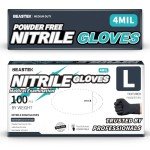 Beastek Black Nitrile Exam Gloves – 100 Pack