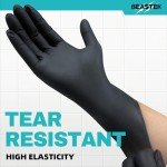 Beastek Black Nitrile Exam Gloves – 100 Pack
