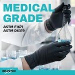 Beastek Black Nitrile Exam Gloves – 100 Pack