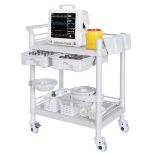 Mobile 2-Tier Medical Cart with Wheels