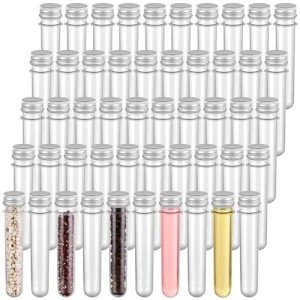 50 Pack 45ml Clear Plastic Test Tubes with Caps