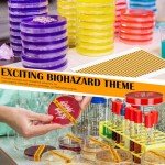 Petri Dish Shot Glasses Set with Biohazard Stickers