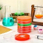 Petri Dish Shot Glasses Set with Biohazard Stickers