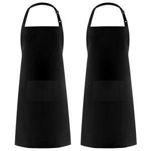 Syntus Adjustable Black Bib Aprons with Pockets