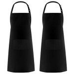 Syntus Adjustable Black Bib Aprons with Pockets