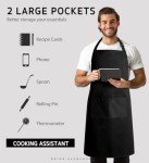 Syntus Adjustable Black Bib Aprons with Pockets