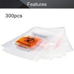Othmro 300Pcs Clear Specimen Bags with Biohazard Logo
