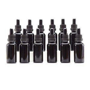 YIZHAO 1oz Black Glass Dropper Bottles – 12 Pack