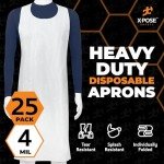 Heavy Duty Waterproof Disposable Aprons - Pack of 25
