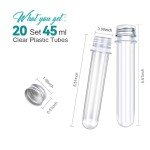 20PCS Clear Plastic Test Tubes with Caps