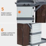 Utility Janitorial Cart with 2 Cabinets and Wheels