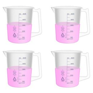4-Pack 500ml Plastic Beakers with Handle