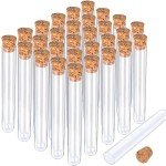 30 Pack Plastic Test Tubes with Cork Caps