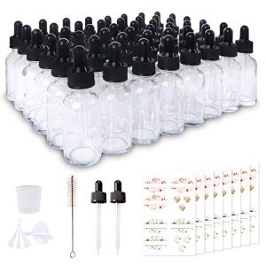 48 Pack Clear Glass Bottles with Droppers & Accessories