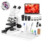 Binocular Microscope with LED, 40X-2000X Magnification