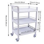 3-Tier Rolling Medical Cart with Swivel Wheels