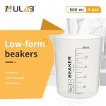 ULAB Stackable 500ml Plastic Beakers - 4 Pack