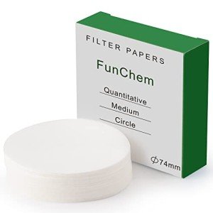 FunChem 74mm Cellulose Filter Paper Circles, 100 Pack