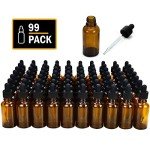 YoleShy 1oz Amber Glass Dropper Bottles - 99 Pack