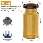 100 Pack 10ml Amber Glass Vials with Caps