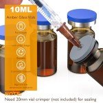 100 Pack 10ml Amber Glass Vials with Caps