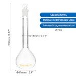 PATIKIL 100ml Borosilicate Glass Volumetric Flask Set