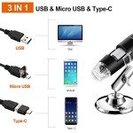 Bysameyee USB Digital Microscope with Adjustable LED Lights