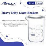 Set of 6 Heavy-Duty Glass Lab Beakers