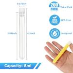 Acrux7 Clear Plastic Test Tubes with Caps - 200 PCS