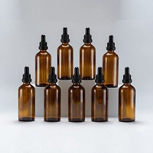 Amber Glass Dropper Bottles for Essential Oils - 9 Pcs
