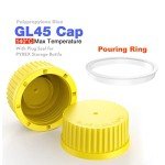 5-Pack GL45 Screw Caps with Pouring Ring - Yellow
