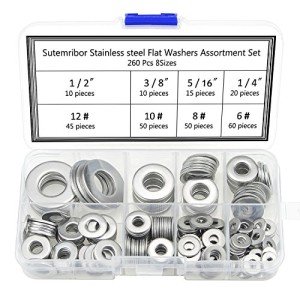 260-Piece Stainless Steel Flat Washer Assortment Kit