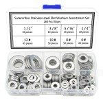 260-Piece Stainless Steel Flat Washer Assortment Kit