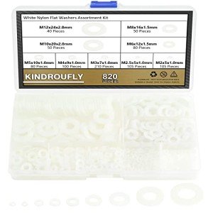 Nylon Flat Washers Assortment Kit - 820 Pieces