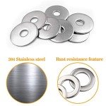 VIGRUE 304 Stainless Steel Flat Washers Set, 225 Pieces