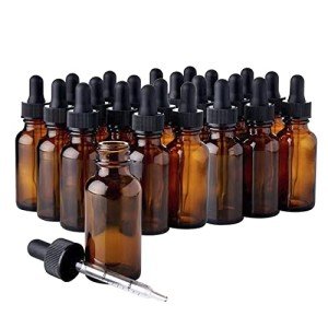 24 Pack Amber Glass Dropper Bottles, 1 oz