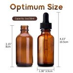 24 Pack Amber Glass Dropper Bottles, 1 oz
